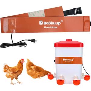30 Inch Thermostatical Chicken Water Belt Heater, Silicone Chicken Waterer Heat Strap with 6.6 Ft Power Cord, Self-Regulating Poultry Water Heater Band for 2-5Gal Prevent Freezing