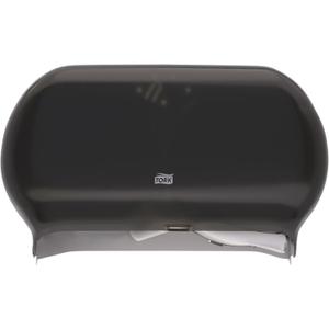 Tork Twin Jumbo Toilet Paper Roll Dispenser Smoke T22, Refill Indicator Window, 56TR