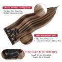 Short Clip in Hair Extensions Real Remy Human Hair,S-noilite Short Hair Extensions Clip ins,Mini Clip in Extensions for Add Volume and Highlights,5 Pieces 38g 12 inch Chestnut Blonde Balayage