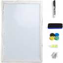 Real Wooden Framed Magnetic Dry Erase Whiteboard, 24" X 36", Vertical/Horizontal Wall Mount, Includes Black Marker, Eraser and 4 Magnets, by Better Office Products (Whitewash)