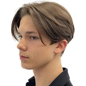 Kaneles Mens Brown Wig Short Straight Men Wigs Synthetic Wig Realistic Natural Middle Part Wigs for Men (Brown)