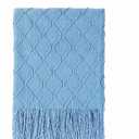 BOURINA Blue Throw Blanket 50x60 Inches Throw Textured Solid Soft Sofa Couch Decorative Knit Blanket