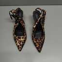 Coutgo Womens Slingback Kitten Heels Closed Pointed Toe Pumps Ankle Strap Work Dress Shoes, Leopard, Size 7