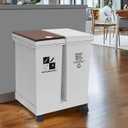 20L x 2 Compartment Trash Can with Wheels, Dual Garbage and Recycling Can with Lid, 11 Gallon Trash Can Detachable Design Sorting Dual Trash Bin Kitchen, Trash and Recycling Cans Double Compartment