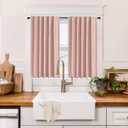 RYB HOME 100% Blackout Short Curtains for Small Window, Thermal Insulated Noise Reducing Back Tab Curtains for Nursery Bathroom Basement, 34 inches Wide by 45 inches Long, Peach Pink