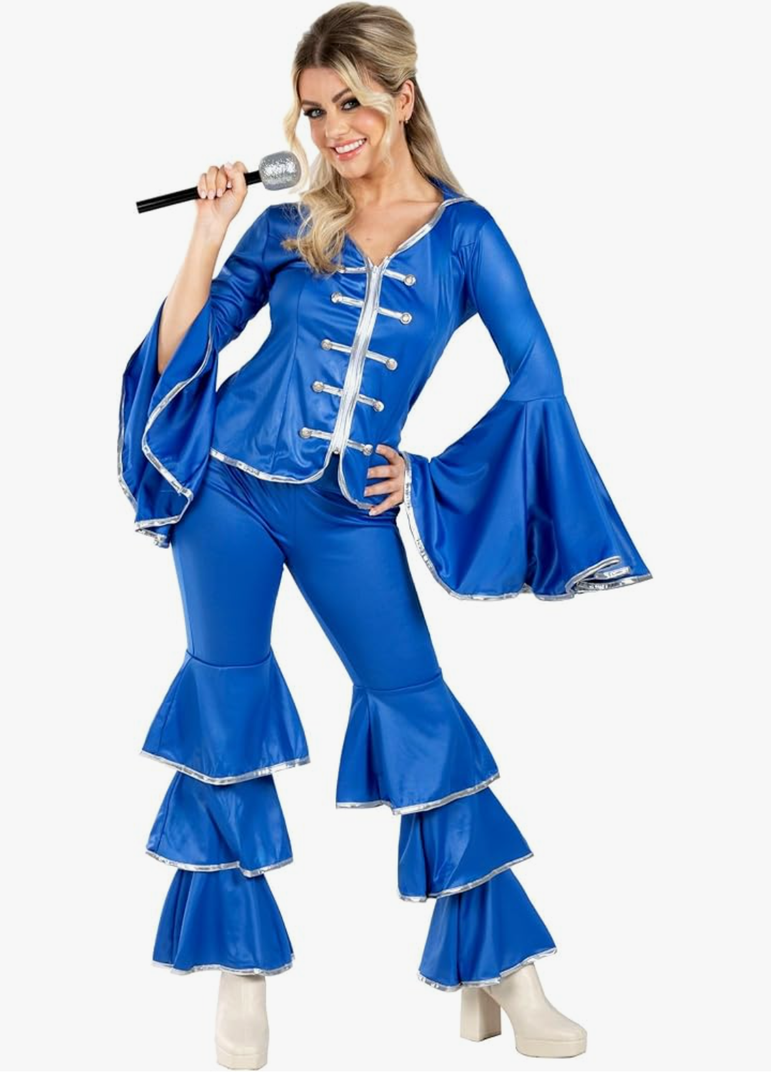 fun shack 70 Disco Costume for Women Blue Flares, Disco Queen Jumpsuit, Retro Dance Outfit for Parties M fun shack 70 Disco Costume for Women Blue Flares, Disco Queen Jumpsuit, Retro Dance Outfit for Parties M