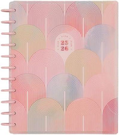 Happy Planner Sustainable Disc-Bound 12-Month Jul. 2025–Jun. 2026 Planner with 3 Bonus Months, Big Size, Dashboard Layout, Spring Sherbet