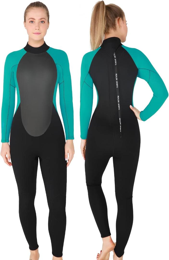 Mens Womens Wetsuit 5/4mm Neoprene Scuba Diving Long Sleeve Back Zipper Thermal Wet Suits Cold Water Keep Warm (X-Small)