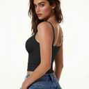 Avidlove Tank Tops for Women Square Neck Spaghetti Strap Double Lined Y2K Going Out Camisole Top (Black, XL)