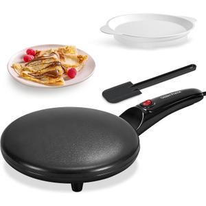 Crepe Maker Electric, 8" Crepe Pan Nonstick with Batter Spreader & Dipping Tray, 800W Quick Heat-Up & Auto Temperature Control for Perfect Pancakes, PFOA & BPA Free, Easy Clean Portable Griddle