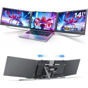 Laptop Screen Extender, Triple Screen Laptop Monitor Extender for 13-17.3 Laptop, 14 1080P FHD IPS Portable Monitor with 100% sRGB, Plug & Play Monitor Extension for Business Travel,Coding & Gaming