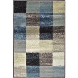 Superior Indoor Area Rug, Jute Backing, Geometric Tile Block Floor Decor for Office, Living Room, Dining, Kitchen Floors, Bedroom, Entryway, Modern Rugs, Rockaway Collection, 2ft x 3ft, Majorica Blue
