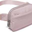 Pander Everywhere Belt Bag for Women, 5 Zipper Pockets Nylon Crossbody Fanny Pack Purse (Pink).