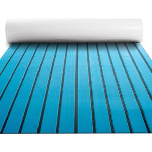 Fullfire EVA Foam Boat Flooring, Faux Teak Marine Boat Decking Sheet with Self-Adhesive Deck Carpet for Bass Boat Jon Boat Pontoon RV Kayak Floor 94" x 47"/35"/15" (Blue With Black Lines)