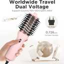 Aima Beauty Travel Hair Dryer Brush Dual Voltage Blow Dryer Brush Hot Air Brush with Oval Barrel 360Airflow for Smooth, Negative Ionic Frizz-Free Drying/Straightening/Voluming, Pink