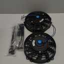 7" Electric Radiator Cooling Fan Assembly Kit, Universal High Performance 12V 80W Motor with Fan Mounting Kit - Black (2 Pack)