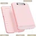 Piasoenc Clipboard with Storage, 8.5 x 11 Organization Box with Pen Holder and A4 Legal Paper Folder, Folio & Side-Opening, Low Profile Clip,for Nurses,Teachers, Size 14 x 9.6 x 1.2 in, Pink