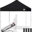 Eurmax USA Standard 10x10ft Patio Pop Up Canopy Tent for Outdoor Events Commercial Instant Canopies with Heavy Duty Roller Bag,Bonus 4 Canopy Sand Bags (Black)