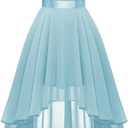 BeryLove Cocktail Prom Dresses 2025 Formal Wedding Guest Dresses Sleeveless Lace High Low Homecoming Dress (Small, Light Blue)