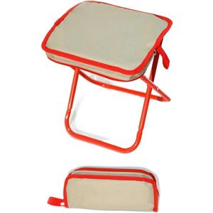Pen Bag Folding Stool, Pen Bag Camping Fishing Multifunctional Portable Handbag Folding Chair(Red)