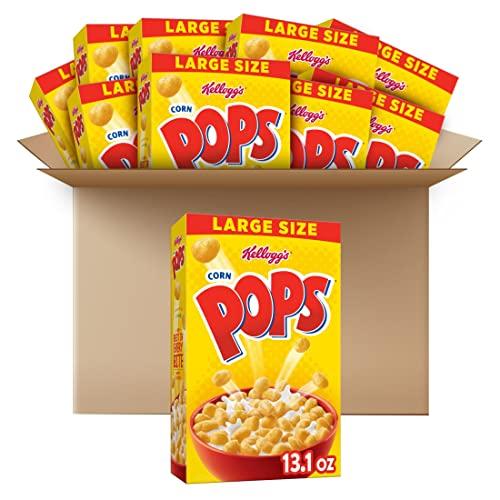 Kellogg's Corn Pops Cold Breakfast Cereal, 8 Vitamins and Minerals, Kids Snacks, Large Size, Original, 8.1lb Case (10 Boxes), Best By: SEP 15 2025
