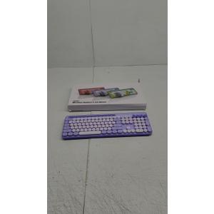 Wireless Keyboard and Mouse Combo, Retro Round Keycaps, Cute Full-Size Typewriter Keyboard with Phone Holder, Sleep Mode, Click Soft, 2.4GHz Cordless Connection for Windows/PC/Laptop