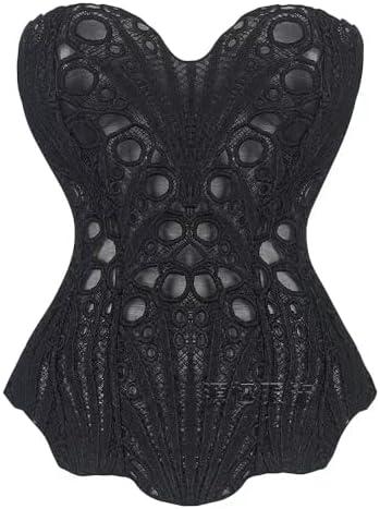 ZXUZKEA Lace Corset Tops for Women Textured Sheer Floral Bustier Cincher Lace-up corset top Cute Party Strap Tank, Size: M