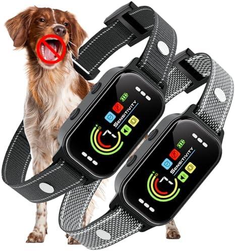JEUJE Dog Bark Collar 2 Pack, Bark Collar for Large Medium Small Dogs 8-120lbs, AUTO Barking Collar, Bark Training Collar with 7-Level Sensitivity + 5 Safety Modes Humane Training System