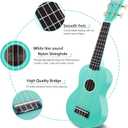 Strong Wind Soprano Ukulele 21 Inch Basswood Ukeleles for Beginners Four Strings Hawaiian Guitar Easter Ukulele for Adults Teenagers（Light Blue）
