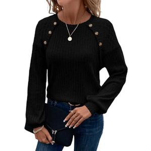 Womens Fall Long Sleeve Tunic Tops Casual Crew Neck Dressy Shirt Lace Patchwork Blouses Pullover Sweaters L