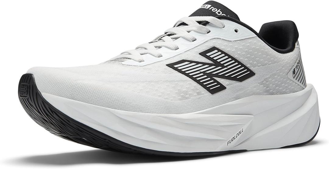 New Balance Men's FuelCell Rebel V5 Running Shoe, White/ Black/ Silver Metallic, 9.5 M
