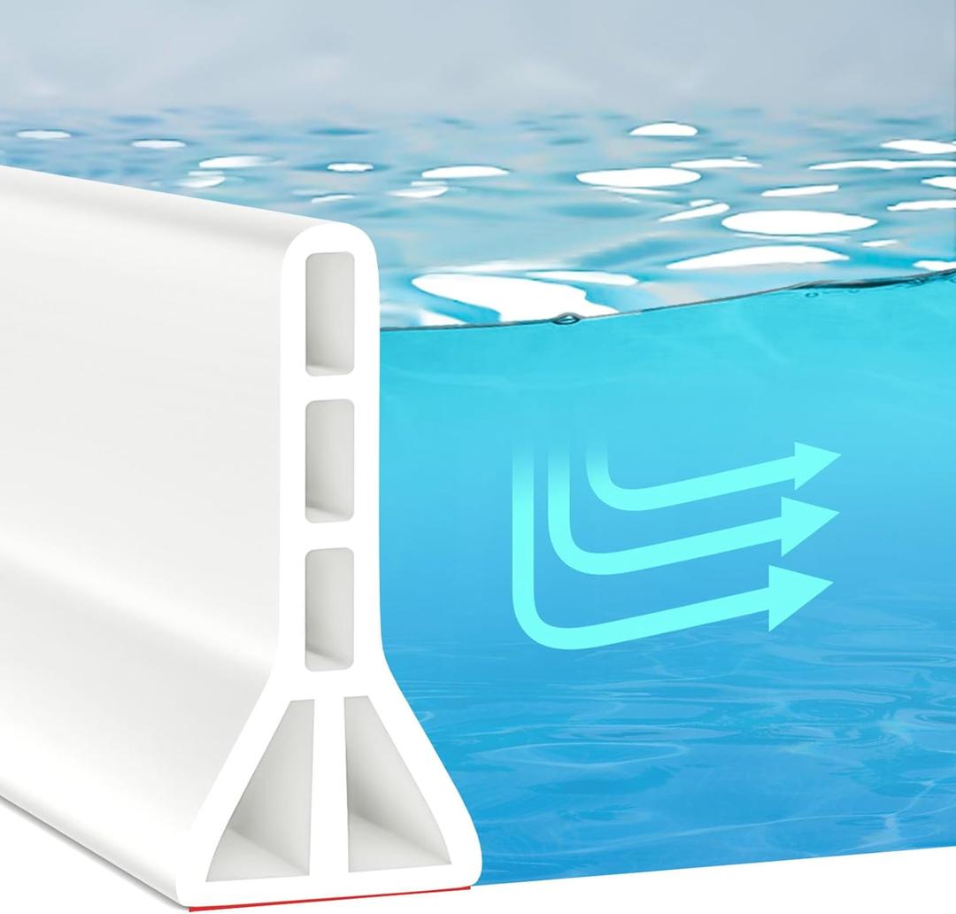 (Upgraded) 3 High Shower Threshold Water Dam 67 Inch Collapsible Shower Barrier Water Barrier Shower Water Stopper Shower Water Guard Dry and Wet Separation for Bathroom Kitchen and More (5.6ft)