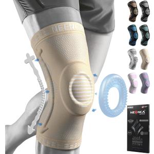 NEENCA Professional Knee Brace for Pain Relief, Medical Knee Support with Patella Pad & Side Stabilizers, Compression Knee Sleeve for Meniscus Tear, ACL, Joint Pain, Runner, Workout (Beige, X-Small)
