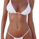 XUNYU Thong Bikini Sets for Women - Brazilian Micro String Bikinis Sexy Two Piece Swimsuit Triangle Top Halter Bathing Suits (Small)