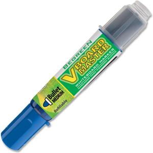 PILOT V Board Master BeGreen Refillable White Board Markers, Bullet Tip, Blue Ink, 12 Count