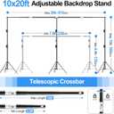 FUDESY 10x20ft Backdrop Stand Heavy Duty Adjustable Photography Background Support System with Angle Rotatable Connector, Spring Clamps, Sandbags, Ring Clips, Carry Bag for Photo Video Studio, Wedding