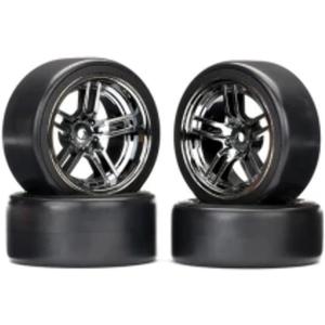Traxxas 8378 Assembled 1.9" Split-Spoke Black Chrome Wheels with Drift Tires