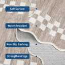 GarveeHome Washable Rug 5x7 for Living Room Large Bedroom Scalloped Rug Non Slip Stain Resistant Modern Border Throw Carpet Soft Boho Rug for Dining Room Nursery Home Office, Fog