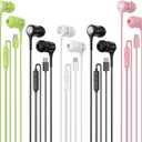 USB C Earbuds with Microphone 5 Pack, in-Ear Wired Headphones with Noise Isolating, Type C Earphone Heavy Bass Stereo Headsets Compatible with iPad, Android Smartphones, for Most USB-C Devices (Blue-Type C)