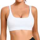 Sports Bras for Women, Medium-High Support Strappy Padded Running Sports Bras with Removable Cups (White, S)