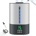 6L Humidifiers for Bedroom Large Room Home,Cool and Warm Humidifier for Baby and Plants Mist Top Fill Desk Humidifiers Essential Oil Diffuser, Quiet with Adjustable Mist,360°NozzleGrey