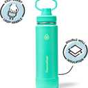 ThermoFlask Insulated Water Bottle with Spout Lid (24 oz, Screamin' Green) - Leakproof, Stainless Steel Water Bottle for Cold & Hot Drinks, Travel & Daily Hydration