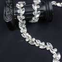 3 Yards Rhinestone Trim Chain Silver String Strips Crystal Applique Fringe Ribbon Beads Sewing for Dress DIY Party Wedding Bouquet Decoration Bridal Costume Embellishment