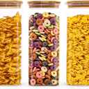 Glass Food Storage Jars Square 61oz, 3 Pack Glass Jars With Bamboo Lids, Kitchen Storage Containers For Spice, Candy, Cookie, Storage For Pantry Organizers