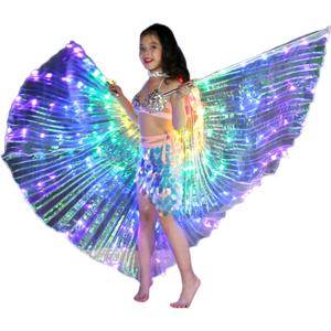LED Light-Emitting Wings Clothing, Belly Dance Attire, Suitable For Various Festival Performances (White)