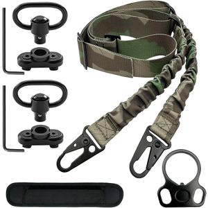 2 Point Rifle Sling with HK Hook and 2 Mlok QD Mounts, Sling Length Adjustable with Elastic Bungee, Wrench for Hunting and Outdoor, Black/Camo/Tan/Green/Orange