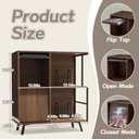 Faesun 3 Tier Record Player Stand with Flip-Down Record Shelf, Walnut