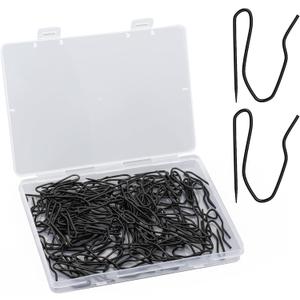 100 Pack Black Metal Curtain Hooks Pin-On Drapery Hooks,Suitable for Window,Door,Shower Curtain