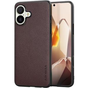 for iPhone 17 Case Premium PU Leather Cover Retro Design Full Protective Phone Case (Coffee, for iPhone 17)