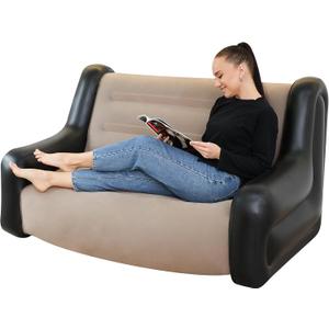Large Inflatable Leisure Chair, Inflatable Sofa Chair for Outdoor and Indoor Use (Black+Grey, Two-Person Chair)